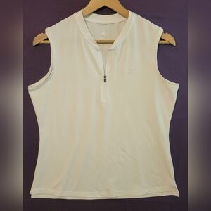 Women's Mofiz White Sleeveless 1/4 Zip Quickdry Lightweight Golf Polo Tank Top